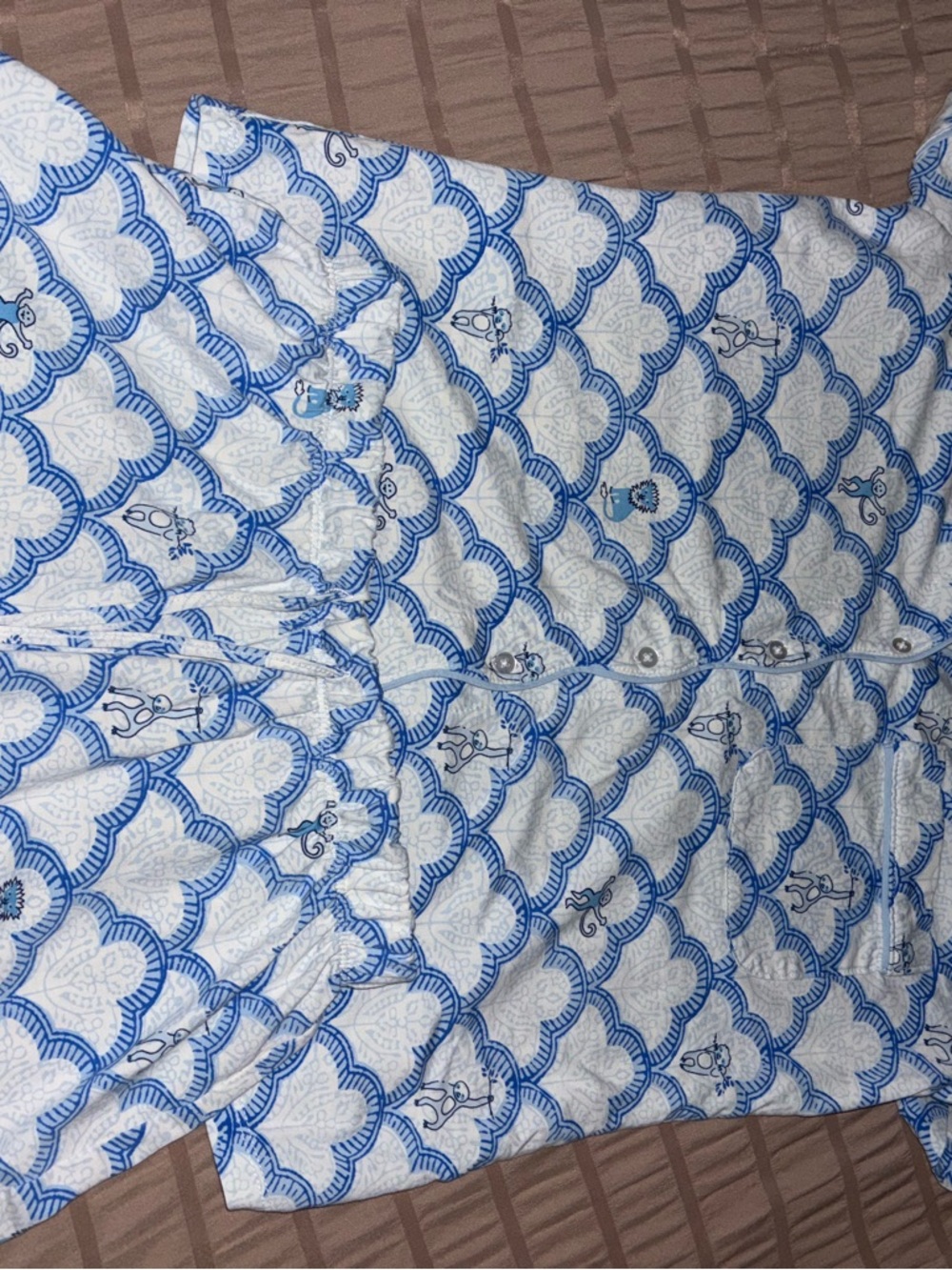 Roller Rabbit Blue & White Printed Cotton Pajama set
